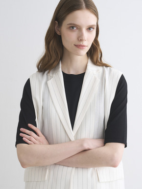 Crisp weave long gillet 詳細画像