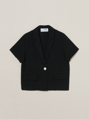 Veil plaid short sleeve jacket 詳細画像