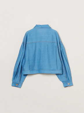 Sheer denim shirt jacket 詳細画像