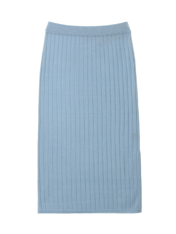 Wool rib midi skirt