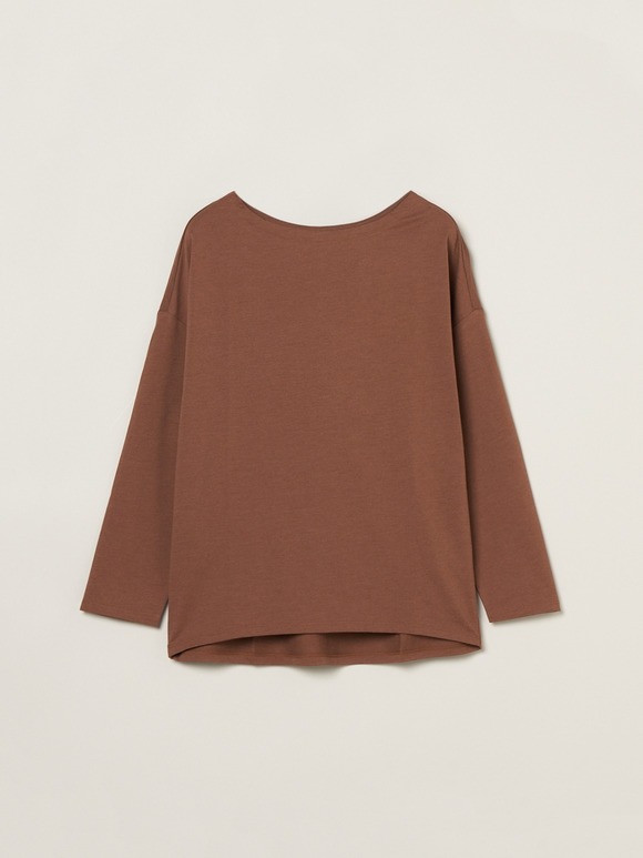 Powdery cotton l/s boat neck tee