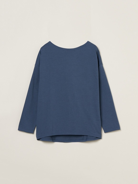 Powdery cotton l/s boat neck tee