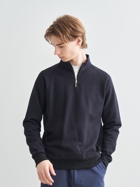 Men's waffle harf zip pull over 詳細画像