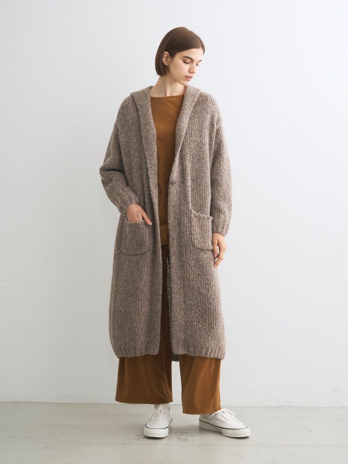 Shaggy sweater long cardigan｜スリードッツ オフィシャルオンライン