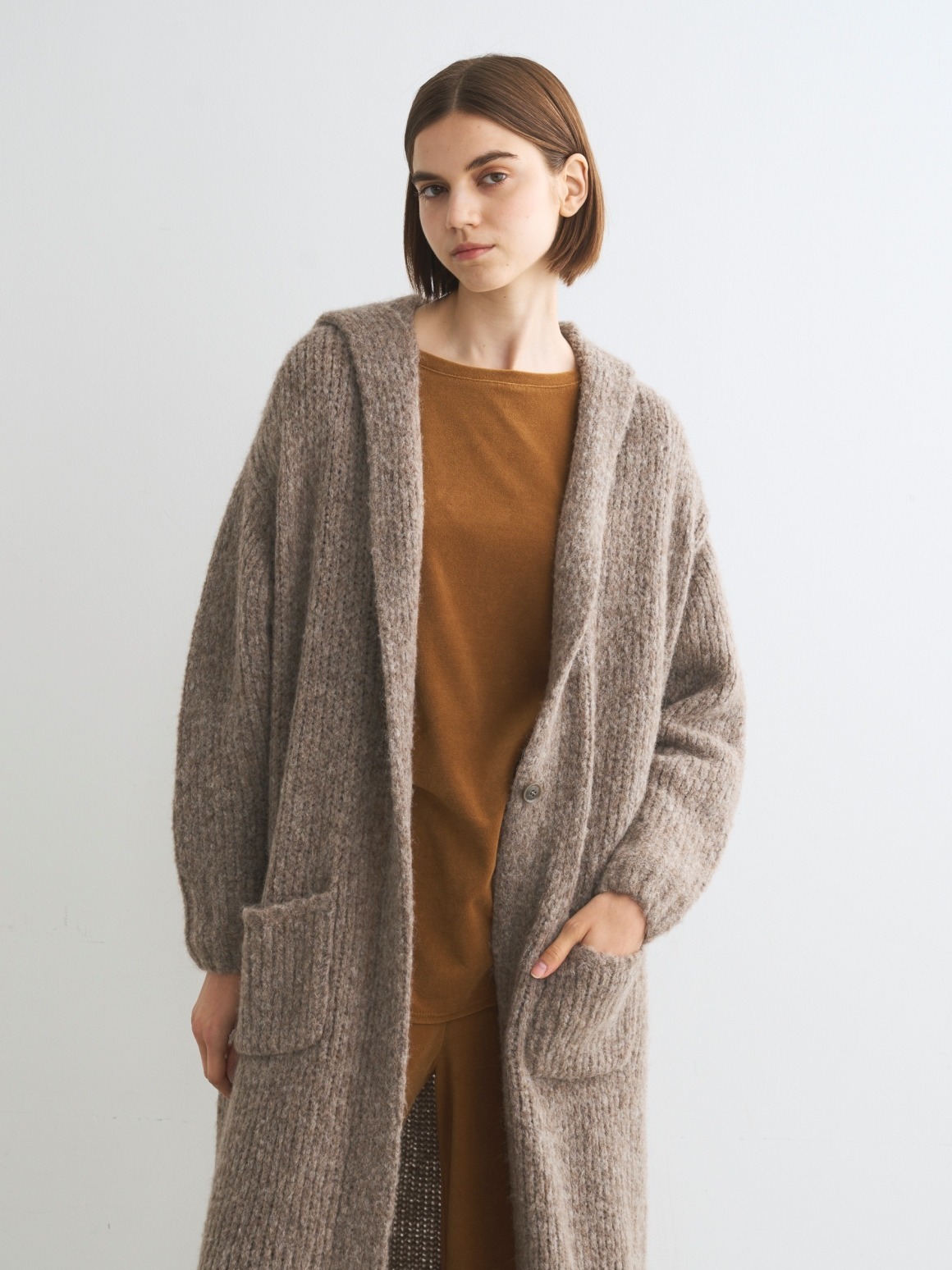 Shaggy sweater long cardigan｜スリードッツ オフィシャルオンライン