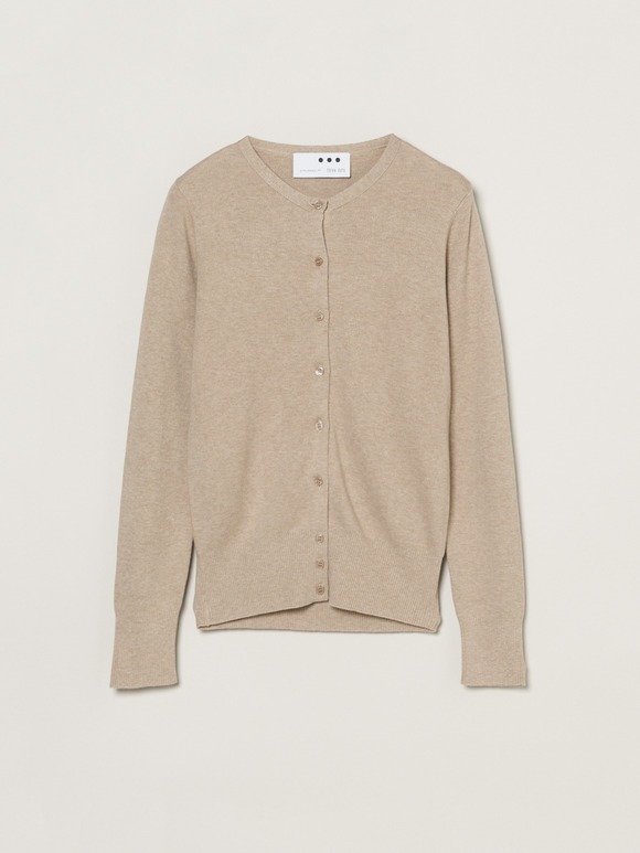 Cotton melange smooth button cardigan