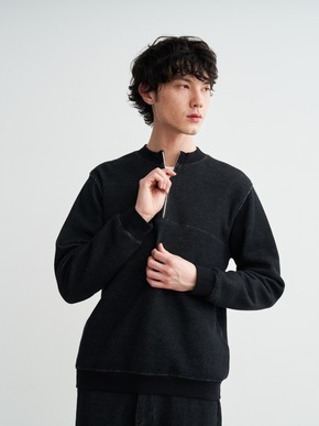 Men's doubleface long sleeve half zip pullover 詳細画像