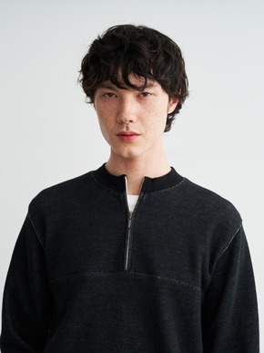 Men's doubleface long sleeve half zip pullover 詳細画像