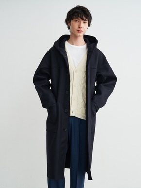 Men's fine merino melton hoodie coat 詳細画像