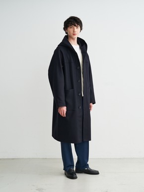 Men's fine merino melton hoodie coat 詳細画像