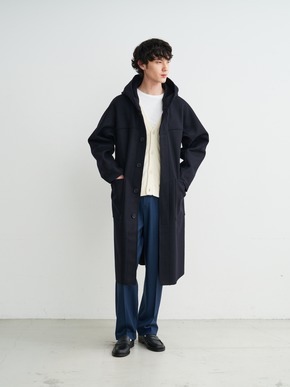 Men's fine merino melton hoodie coat 詳細画像