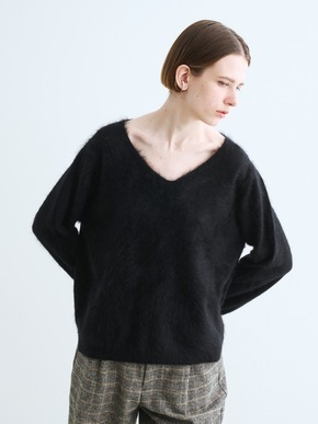 Fur cashmere v-neck pullover 詳細画像