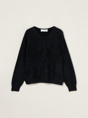 Fur cashmere v-neck pullover 詳細画像