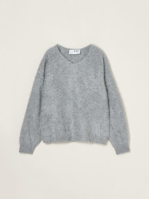 Fur cashmere v-neck pullover 詳細画像