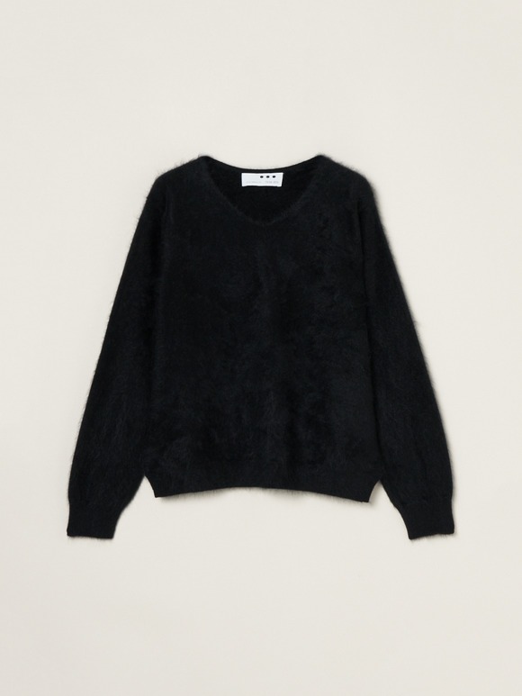 Fur cashmere v-neck pullover