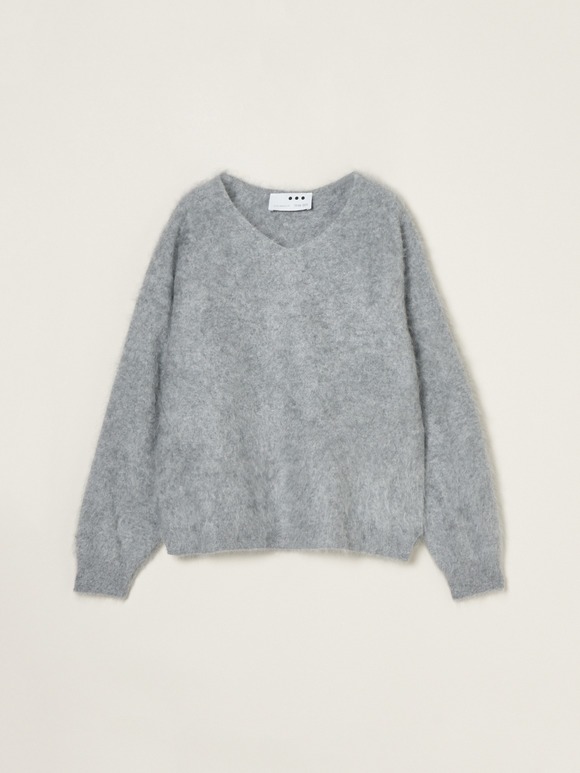 Fur cashmere v-neck pullover