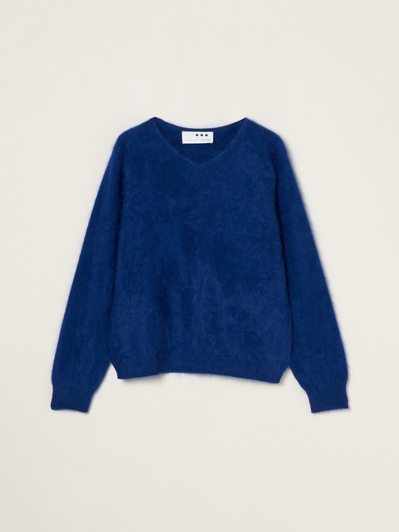 Fur cashmere v-neck pullover