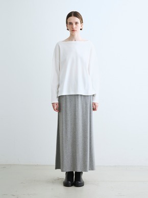 Silky cotton knit boat neck tee 詳細画像