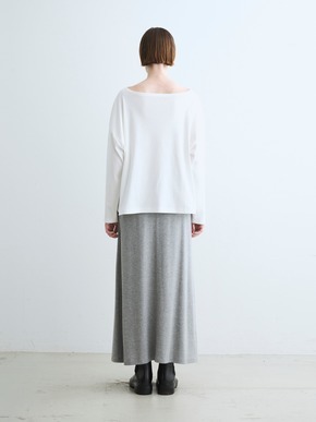 Silky cotton knit boat neck tee 詳細画像