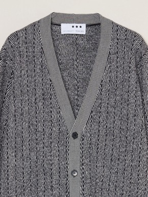 Men'sboiled herringbone v neck cardigan 詳細画像