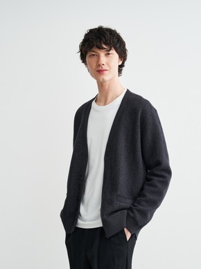 Men'sboiled herringbone v neck cardigan 詳細画像