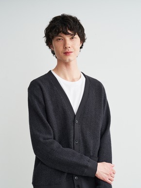 Men'sboiled herringbone v neck cardigan 詳細画像