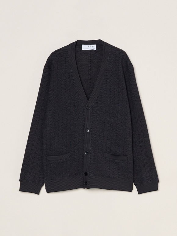 Men'sboiled herringbone v neck cardigan