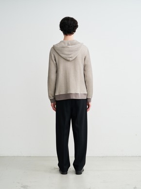 Men's cotton waffle zip up hoody 詳細画像