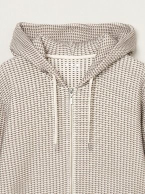 Men's cotton waffle zip up hoody 詳細画像