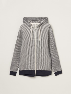 Men's cotton waffle zip up hoody 詳細画像