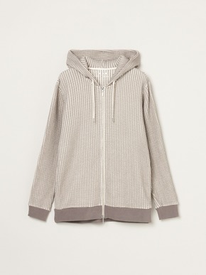 Men's cotton waffle zip up hoody 詳細画像