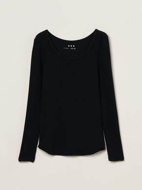 Rib jersey open crew neck tee 詳細画像