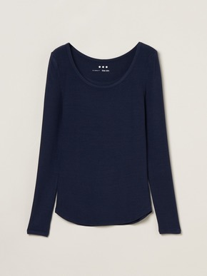 Rib jersey open crew neck tee 詳細画像