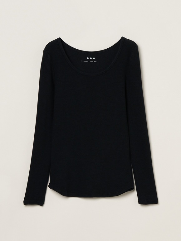 Rib jersey open crew neck tee