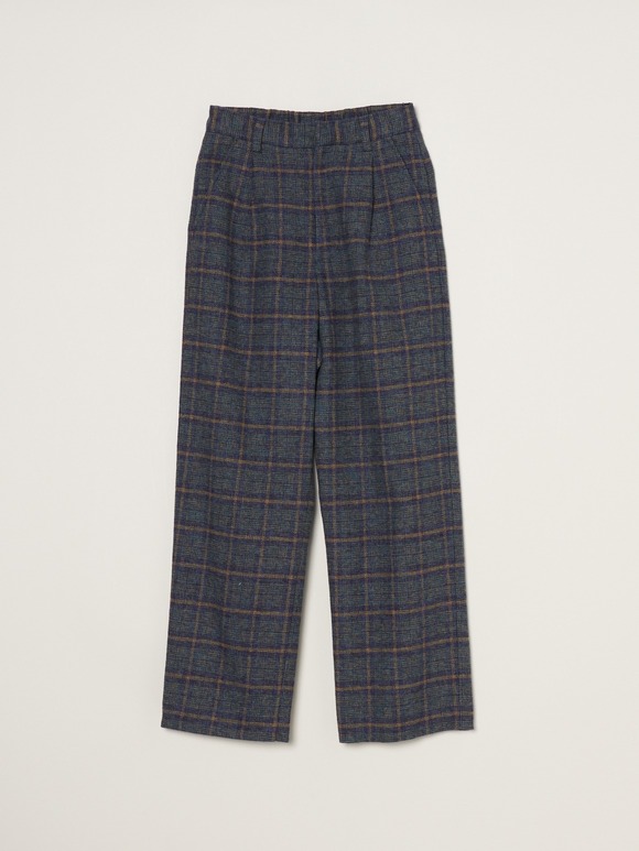 Cotton tweed semi wide pants