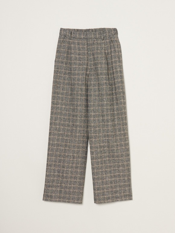 Cotton tweed semi wide pants