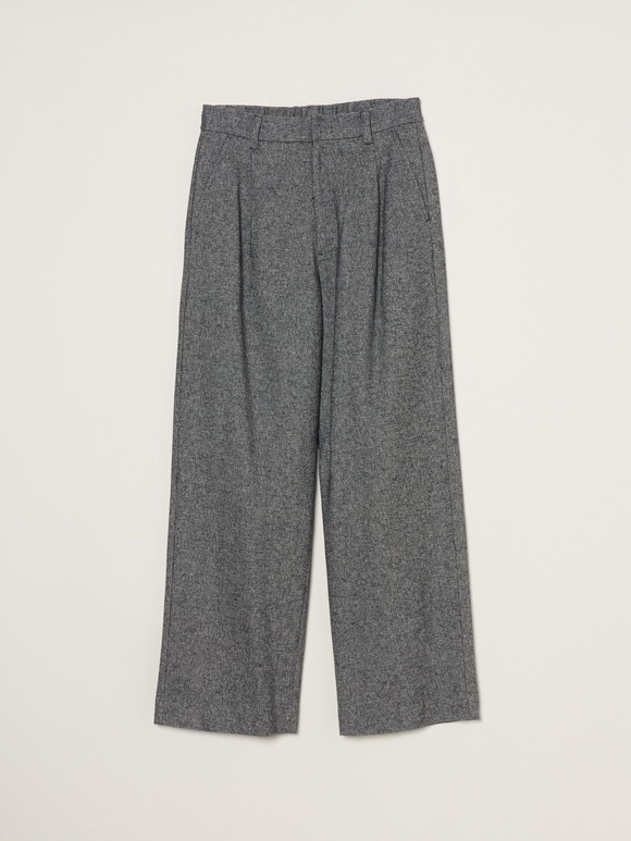 Cotton tweed semi wide pants