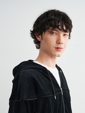 Men's Cotton velour zip up hoodie 詳細画像