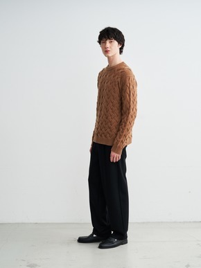 Men's tasmania cable crew neck sweater 詳細画像