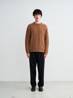 Men's tasmania cable crew neck sweater 詳細画像