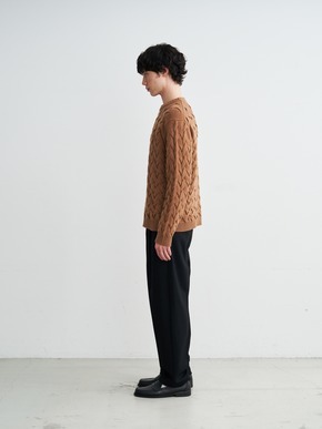 Men's tasmania cable crew neck sweater 詳細画像