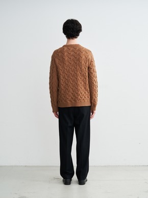 Men's tasmania cable crew neck sweater 詳細画像