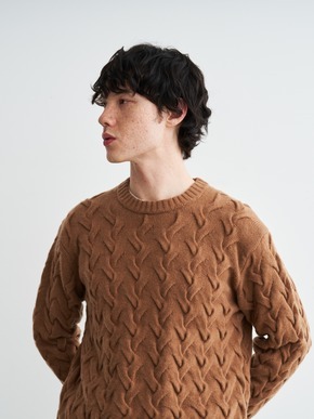 Men's tasmania cable crew neck sweater 詳細画像