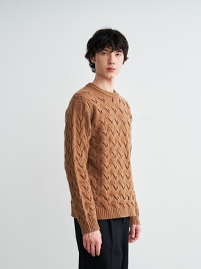 Men's tasmania cable crew neck sweater 詳細画像