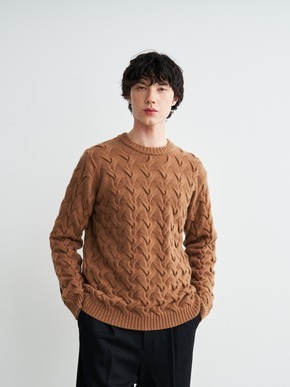 Men's tasmania cable crew neck sweater 詳細画像