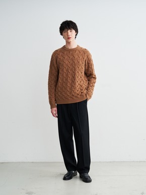 Men's tasmania cable crew neck sweater 詳細画像