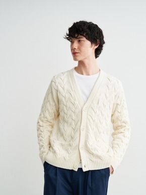 Men's tasmania cable cardigan 詳細画像