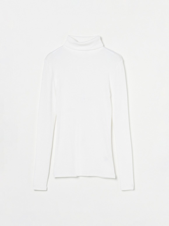 Rayon knit rib jersey turtle neck