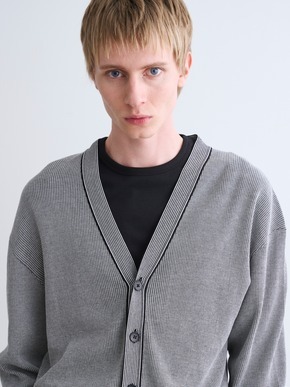 Men's organic cotton waffle cardigan 詳細画像