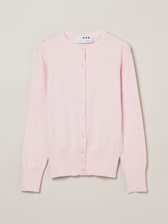 Cotton melange l/s crew cardigan